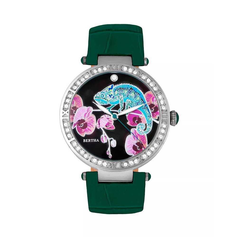 Bertha Camilla Teal Leather Watch 38mm | Mother of Pearl Dial | Quartz NWT